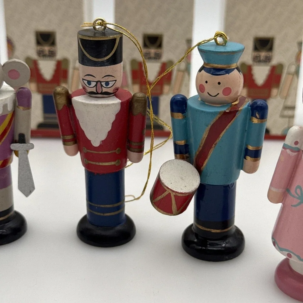 Vintage 1984 Avon Nutcracker Wooden Ornament Set of 5 Clara Mouse King Boxed